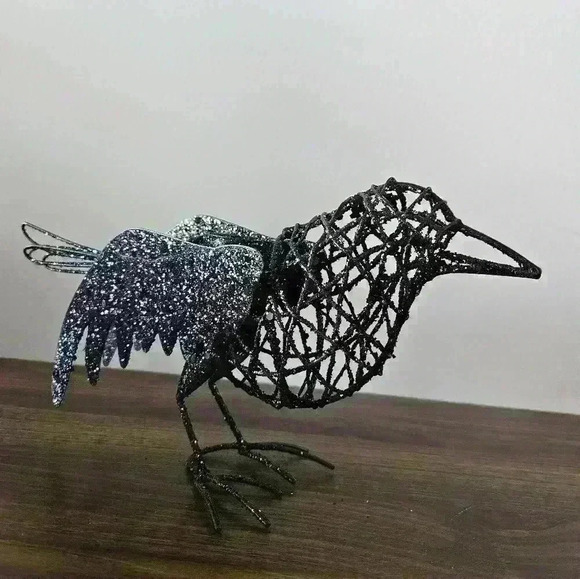 Pier 1 Metal Black Sparkly Raven Candle Holder and Box of Small Pumpkins - Picture 4 of 7